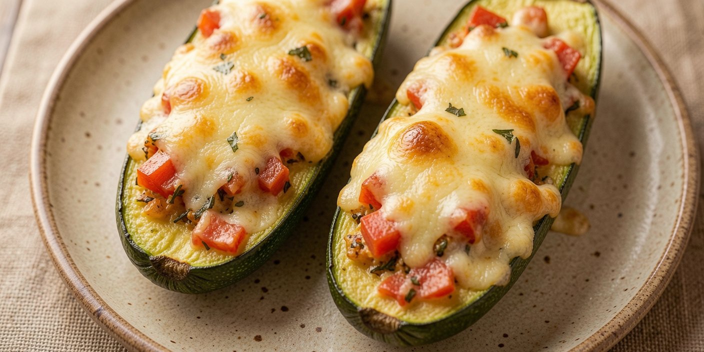 Baked Stuffed Zucchini Boats with Feta