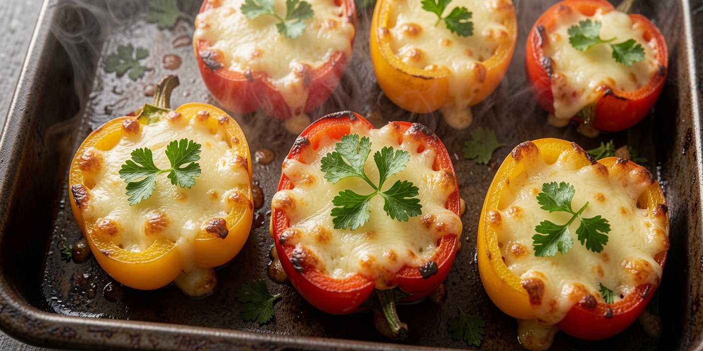 Baked Stuffed Bell Pepper Rings With Feta & Cream Cheese